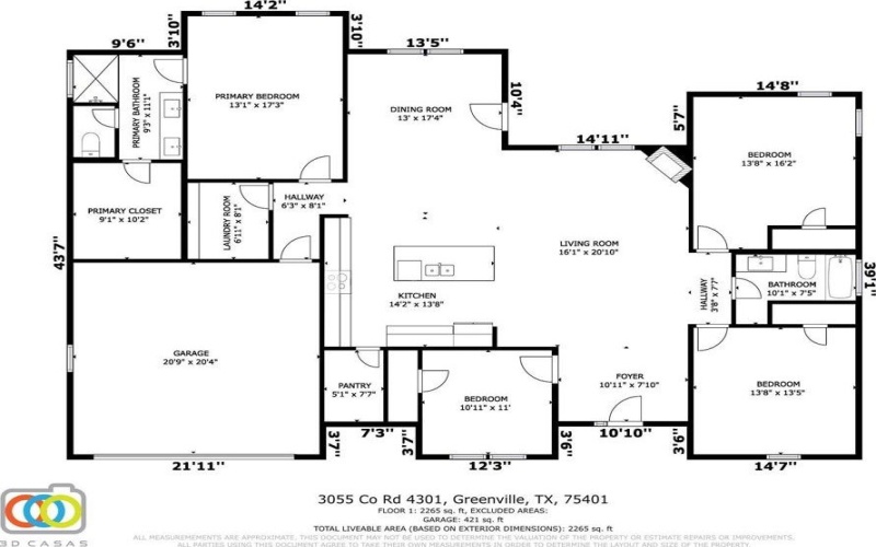 3055 County Road 4301, Greenville, TX 75401, 4 Bedrooms Bedrooms, ,2 BathroomsBathrooms,Residential,For Sale,3055 County Road 4301,20735428