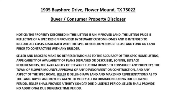 Tbd Bayshore Drive, Flower Mound, TX 75022, 5 Habitaciones Habitaciones , ,7 BañosBaños,Residential,En Venta,Tbd Bayshore Drive,20789706