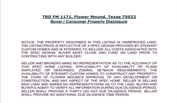 Tbd FM 1171, Flower Mound, TX 75022, 5 Habitaciones Habitaciones , ,7 BañosBaños,Residential,En Venta,Tbd FM 1171,20844596
