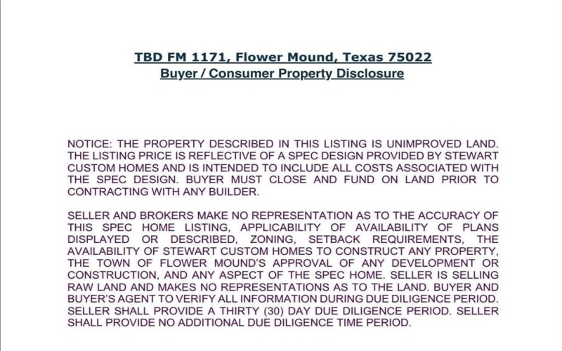Tbd FM 1171, Flower Mound, TX 75022, 5 Habitaciones Habitaciones , ,7 BañosBaños,Residential,En Venta,Tbd FM 1171,20844596