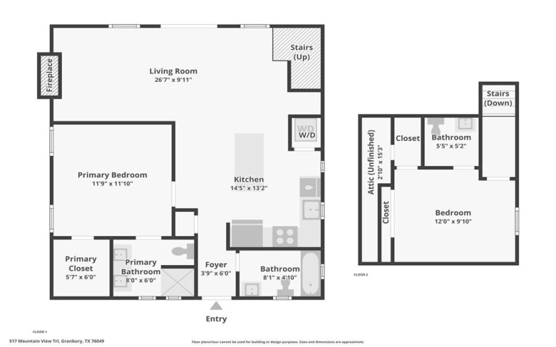 517 Mountain View Trail, Granbury, TX 76049, 2 Bedrooms Bedrooms, ,2 BathroomsBathrooms,Residential,For Sale,517 Mountain View Trail,20909197