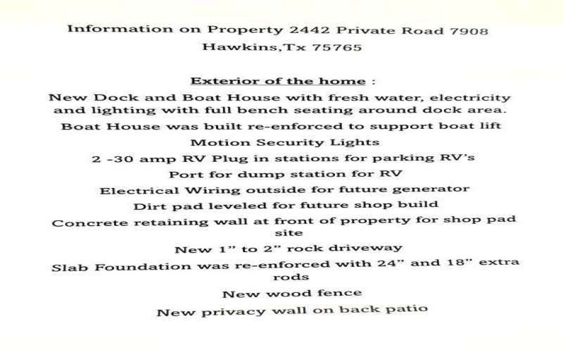 2442 Private Road 7908, Hawkins, TX 75765, 2 Habitaciones Habitaciones , ,2 BañosBaños,Residential,En Venta,2442 Private Road 7908,20904223