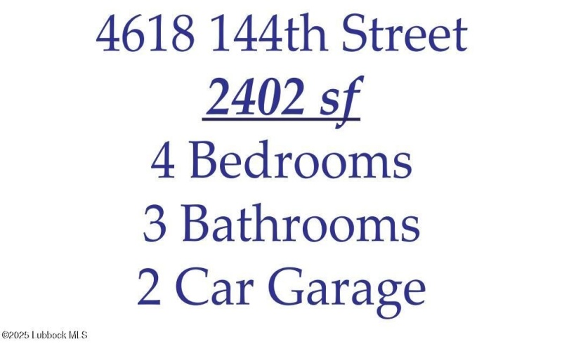 4618 138th Street, Lubbock, TX 79424, 4 Bedrooms Bedrooms, ,3 BathroomsBathrooms,Residential,For Sale,4618 138th Street,202555270