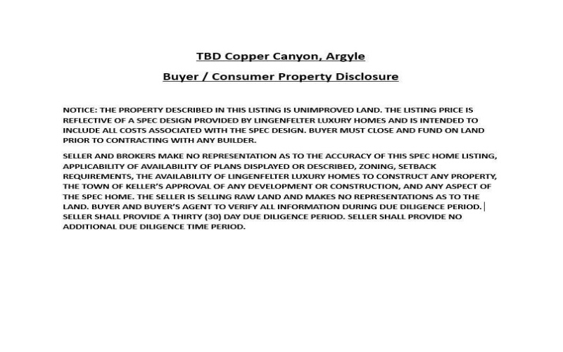 Tbd Copper Canyon, Argyle, TX 76226, 5 Bedrooms Bedrooms, ,7 BathroomsBathrooms,Residential,For Sale,Tbd Copper Canyon,20652956