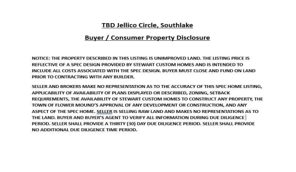Tbd Jellico Circle, Southlake, TX 76092, 5 Habitaciones Habitaciones , ,7 BañosBaños,Residential,En Venta,Tbd Jellico Circle,20655492